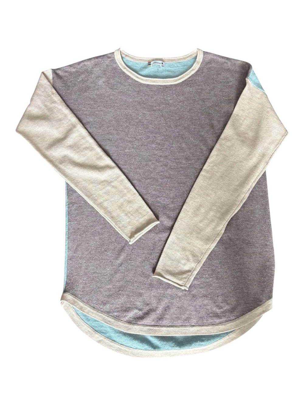 Smartwool Layered-Look Crew Neck Sweater in Lavender, Cream & Light Blue
